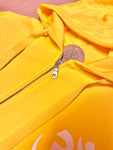 Unisex Men's Yoga Zip Hoodie Jacket - Yellow with OM Symbol