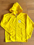 Unisex Men's Yoga Zip Hoodie Jacket - Yellow with "True world order TWO" logo