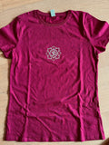 Women's Maroon Dark Red Om lotus flower Standard Cotton Slim Fit Yoga T-shirt