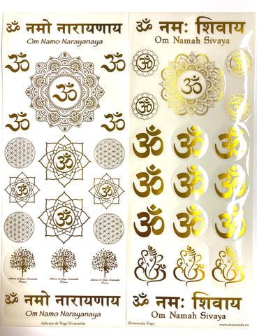 Gold Foil Waterproof Om Mantra Mandala Stickers 2 styles