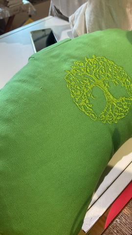 Large Meditation cushion half moon shape 12cm Green - tree of life