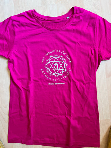 Organic Women's Pink Heart Chakra Cotton Yoga T-shirt