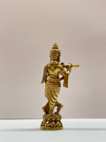 Mini standing Krishna with flute small brass statue 4 cm
