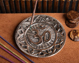 Incense holder OM with Mantra White metal