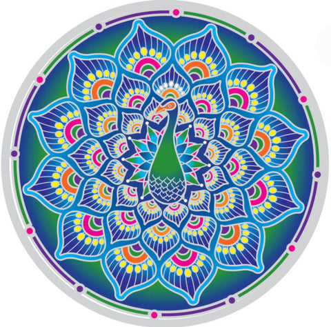 Sunseal Mandala Sticker - PEACOCK KALEIDOSCOPE MANDALA (14cm)