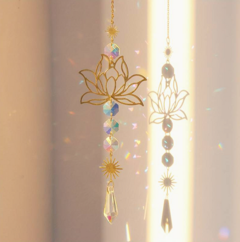 Crystal Lotus Hanging Sun Catcher Window Prism Decor Rainbow Maker