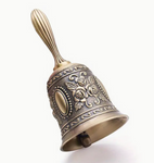 Metal Brass Arati Puja Bell with rose decoration 11cm