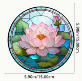 Lotus with blue background Hanging Sun Catcher Window Decor