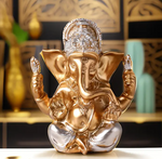 Ganesha Deity Gold colour clay Statue 8.5cm