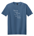 100% Standard Cotton Men's Unisex Yoga T-shirt Blue (Serve Love Give)