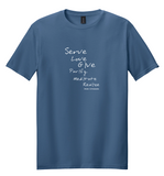 100% Standard Cotton Men's Unisex Yoga T-shirt Blue (Serve Love Give)