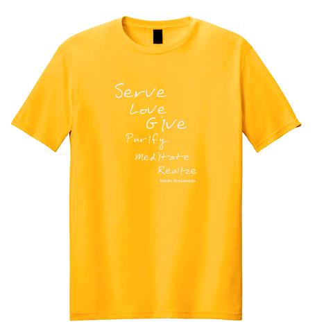 100% Standard Cotton Men's Unisex Yoga T-shirt Yellow (Serve Love Give)