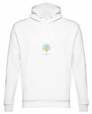 Unisex Yoga WHITE Hoodie Sweatshirt with Ashram tree logo