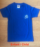 Unisex Men's Standard Cotton Blue Yoga T-shirt - Small mini white Om