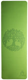 6 mm Non-Toxic Yoga Mat with two layers - tree of life (Green)