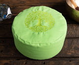 "Tree" Round Large Meditation cushion green, 15cm x 30cm x 30cm