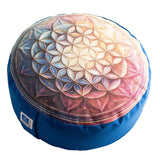 "Flower of Life" Round Large Meditation cushion blue