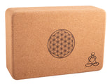 Yoga Cork block brick with Mandala and flower of life - 7 cm hight