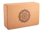 Yoga Cork block brick with Mandala and flower of life - 7 cm hight