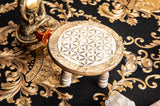 Mini Alter table with Flower of Life mandala, Mango wood