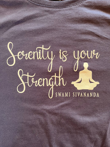 Women's Standard Cotton Slim Fit Denim Blue Yoga T-shirt - Serenity is your strength