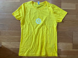 T-shirt de yoga jaune coupe slim en coton standard pour femme - OM Mandala