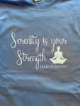 T-shirt de yoga bleu ciel coupe slim en coton standard pour femme - La sérénité est votre force