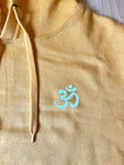 Unisex Yoga Yellow Hoodie Sweatshirt with white OM