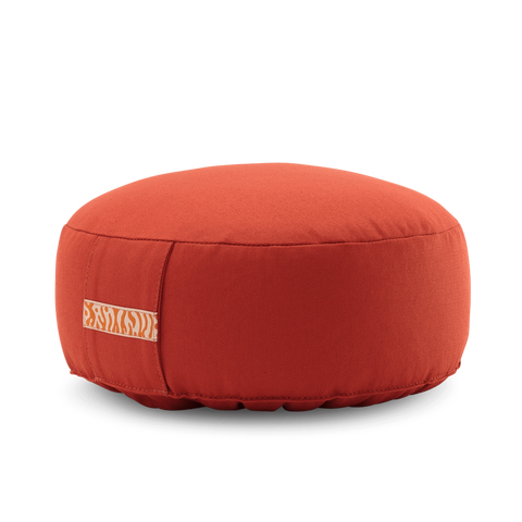 Meditation cushion round with decorated handle loop 10 cm height *5 colours*