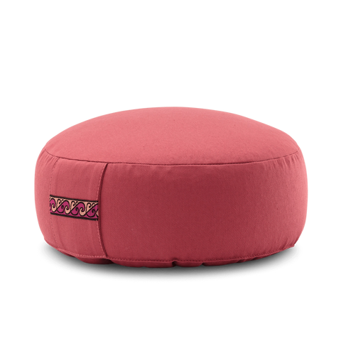 Meditation cushion round with decorated handle loop 10 cm height *4 colours*