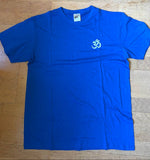 Unisex Men's Standard Cotton Blue Yoga T-shirt - Small mini white Om