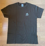 Unisex Men's Standard Cotton Green Yoga T-shirt - Small mini white Om