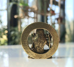 Mini sitting Siva with background small brass statue 3.5 cm