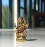 Mini Saraswati small brass statue 3 cm
