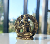 Mini sitting Siva with background small brass statue 3.5 cm