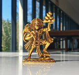 Statue en laiton d'Hanuman debout tenant une montagne, 7.5 cm
