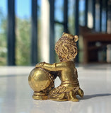 Mini Baby Krishna holding butter pot small brass statue 3cm