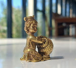 Mini Baby Krishna holding butter pot small brass statue 3cm