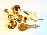 High Quality Brass Puja / Aarti Thali set with Abhishekam Conch - Large 24cm (9 items)