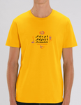 T-shirt de yoga unisexe jaune 100 % coton biologique pour hommes (Adapt Adjust Accommodate)
