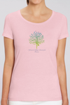 T-shirt de yoga pour femme 100% coton biologique rose bonbon (arbre d'ashram)