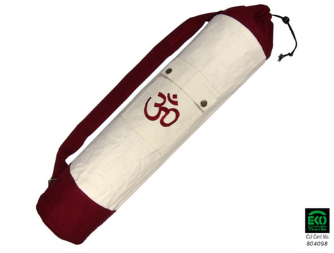 Yoga mat bag with OM (Ecru/Burgundy)