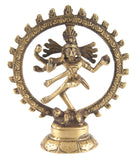 Statue en laiton de Shiva Nataraj (Shiva dansant) - Petit modèle - 10.5 cm