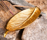 Porte-encens doré en forme de feuille 25cm