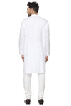 Men's Solid Straight Cotton Kurta top and pants 2 piece set - White (PM29)