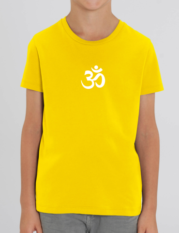 Organic Cotton Yellow Children's Yoga T-shirt (Om in white)
