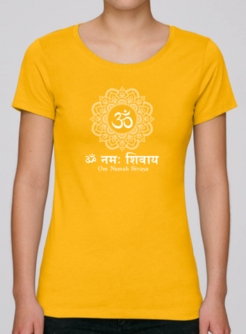 100% Organic Cotton Yellow Women's Yoga T-shirt (Om Namah Sivaya)