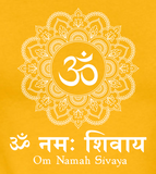 T-shirt de yoga jaune pour femme 100 % coton biologique (Om Namah Sivaya)