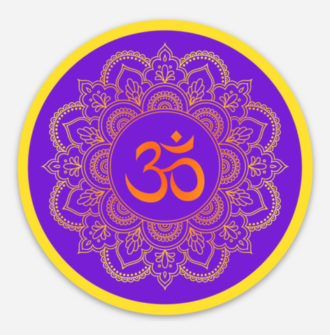 Om Purple Mandala Sticker - thick, waterproof and durable!