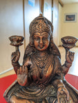 Statue Lakshmi assise en laiton - Extra Large 21cm